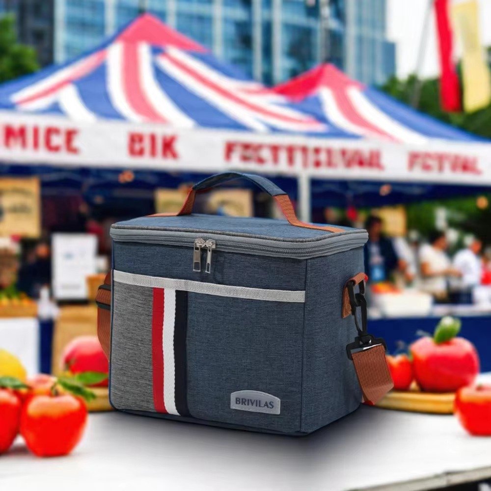 Fashion Oxford Cloth Aluminum Foil Thermal Insulated Lunch Bag with Shoulder Strap Waterproof Portable Picnic Cooler Bag - product detail