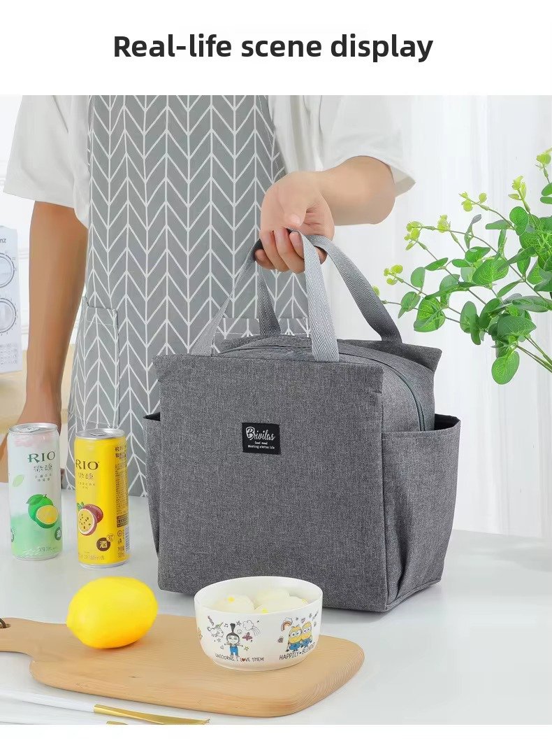 Custom Logo Thermal Lunch Bag Waterproof Portable Cooler Tote Bags Thickened Insulation Aluminum Foil Lining Zipper Ice Pack product detail