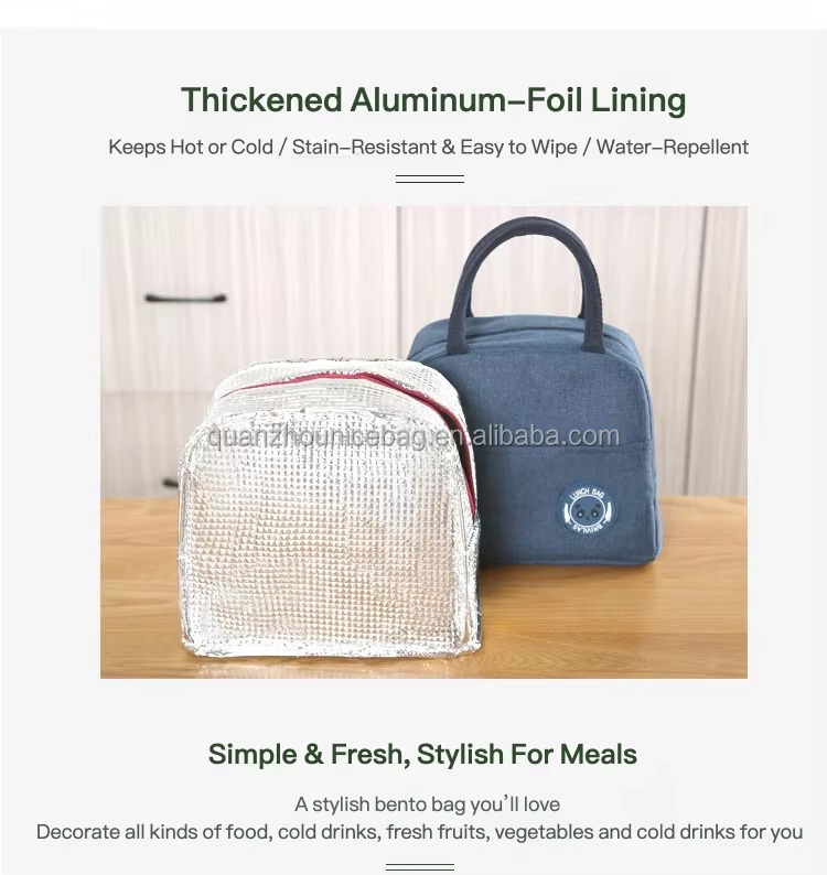 Cationic Fabric Insulated Lunch Bag with Foil Lining product detail
