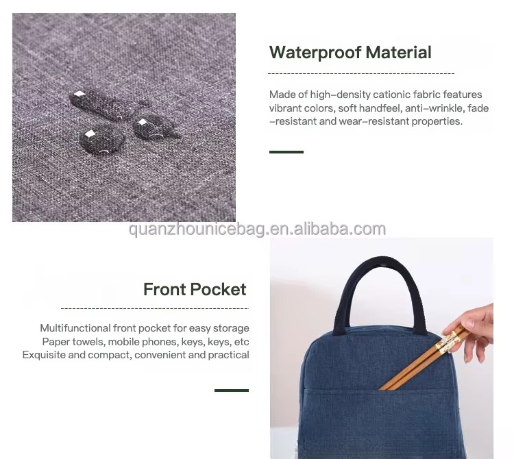 Cationic Fabric Insulated Lunch Bag with Foil Lining product detail