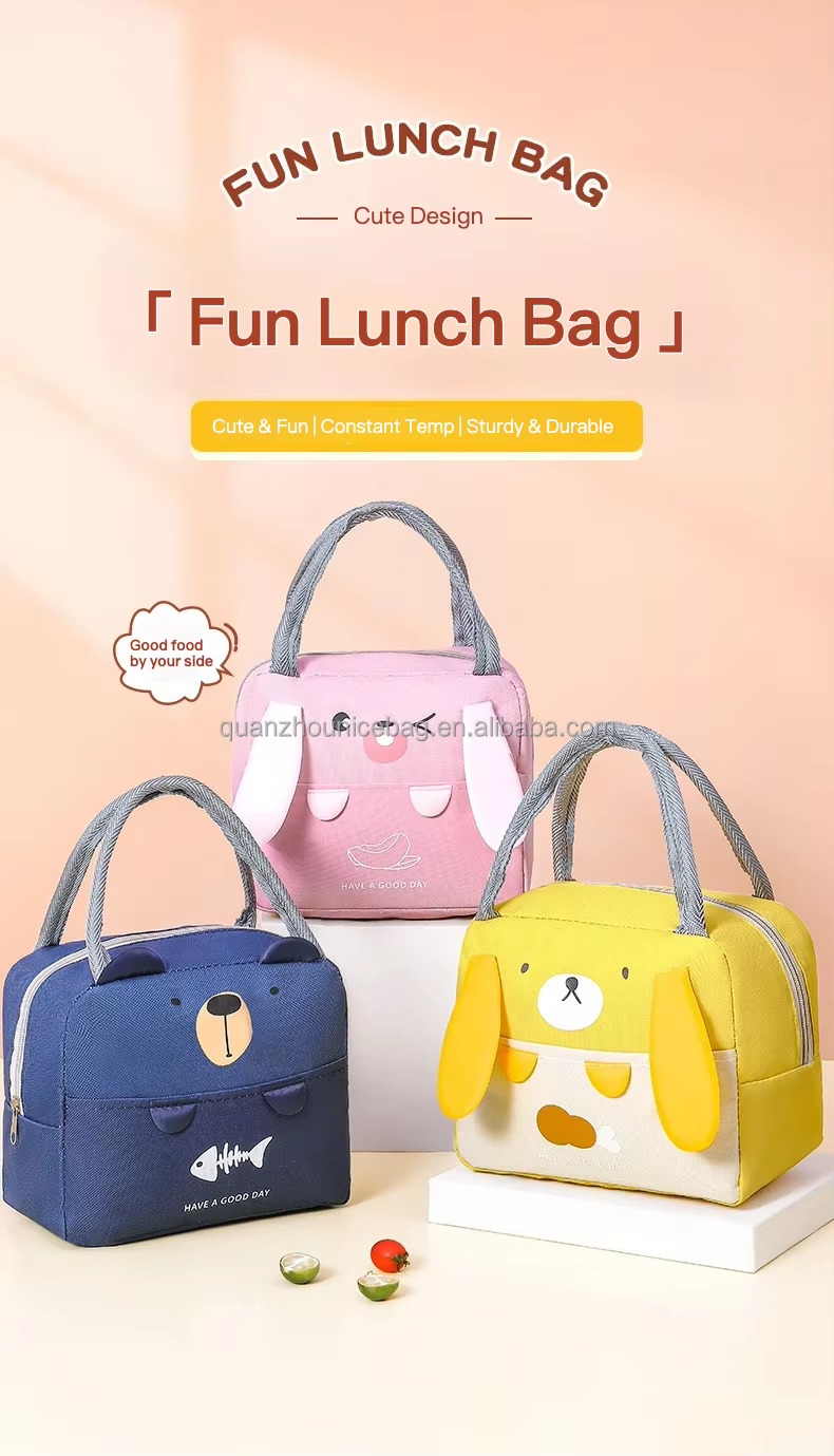 3D Cartoon Animal-Face Design Insulated Lunch Bag product detail