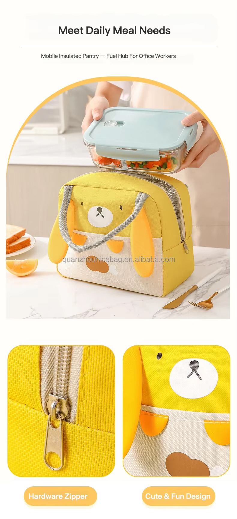3D Cartoon Animal-Face Design Insulated Lunch Bag product detail