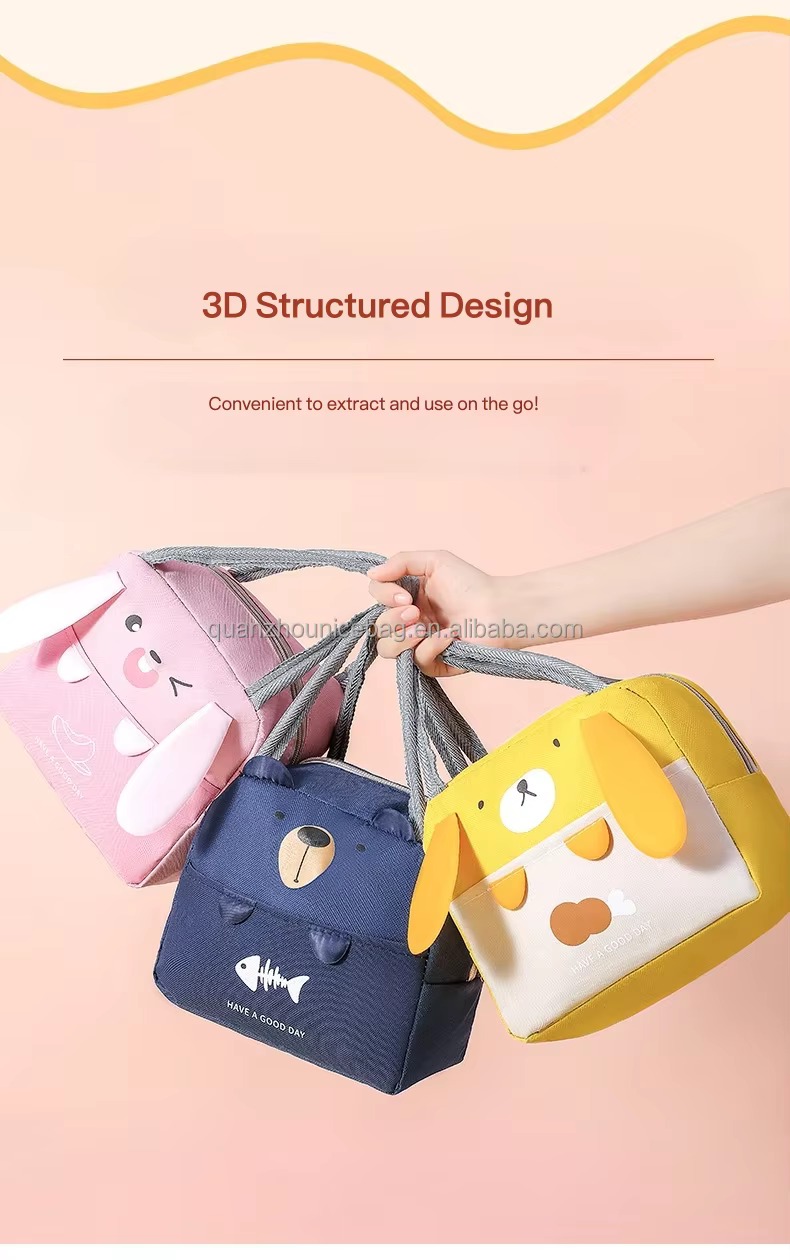 3D Cartoon Animal-Face Design Insulated Lunch Bag product detail