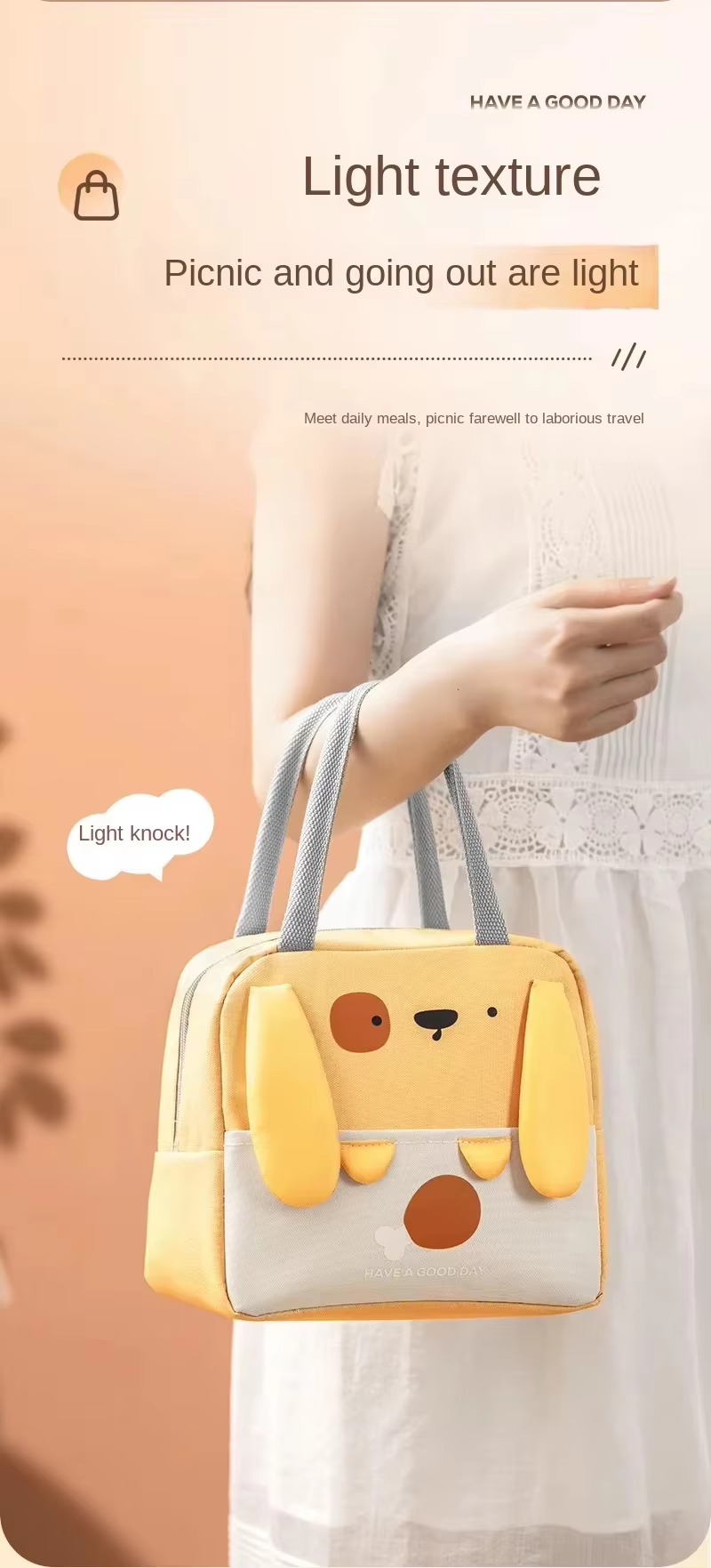 3D Cartoon Animal-Face Design Insulated Lunch Bag product detail