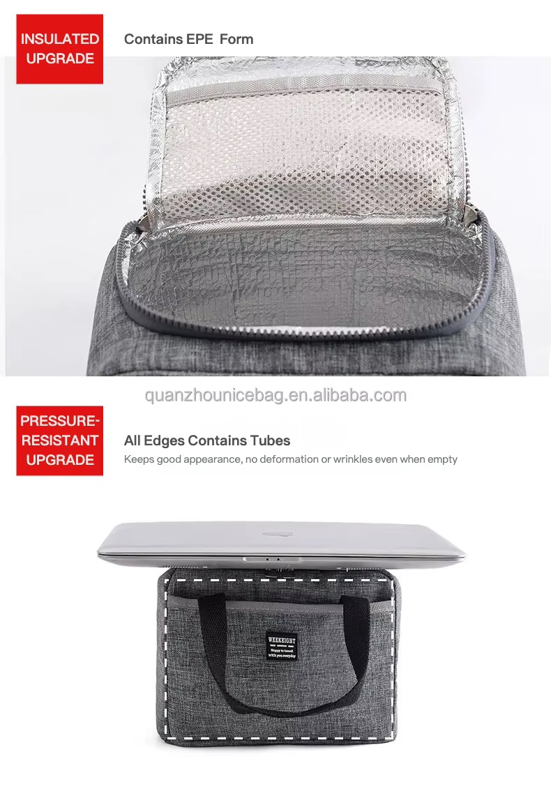 Three-Layer Insulated Lunch Bag with Front Storage Pocket product detail