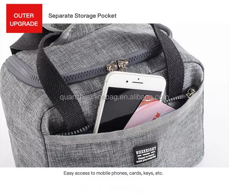 Three-Layer Insulated Lunch Bag with Front Storage Pocket product detail