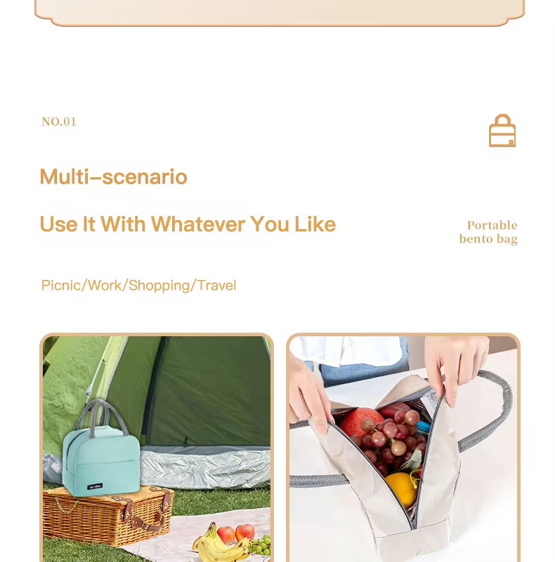 Portable Insulated Bento Lunch Bag for Work and School product detail