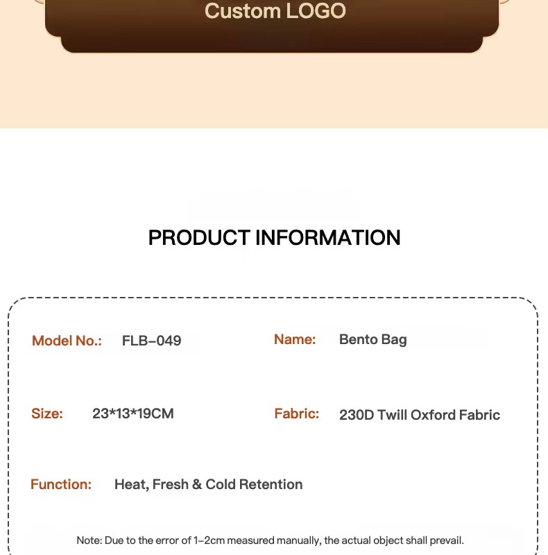 Portable Insulated Bento Lunch Bag for Work and School product detail