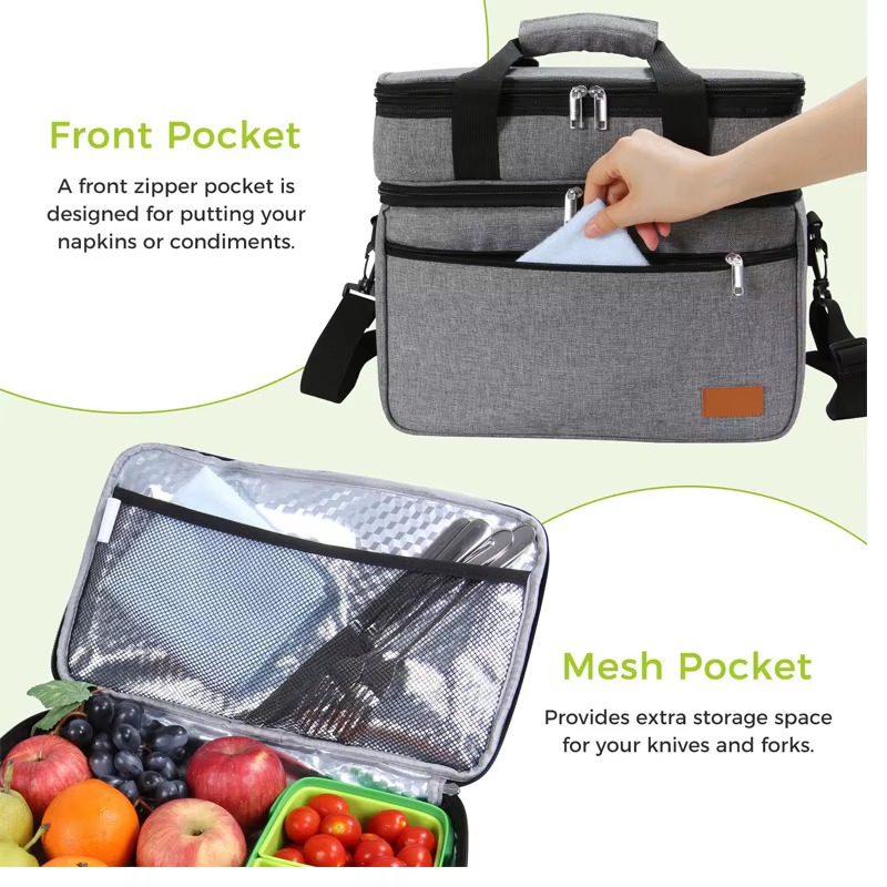 portability shown with two carry handles and adjustable shoulder strap