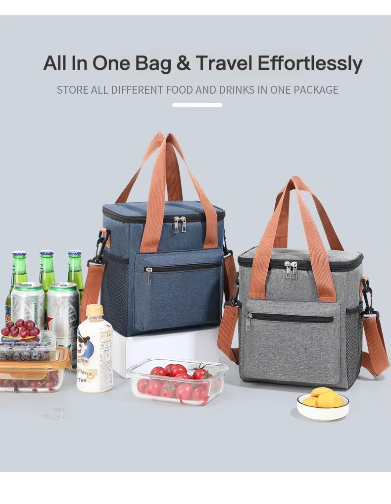 Square Insulated Crossbody Cooler Bag with Mesh Pocket product detail