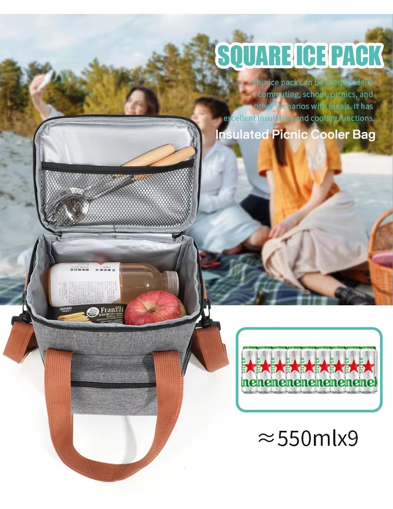 Square Insulated Crossbody Cooler Bag with Mesh Pocket product detail