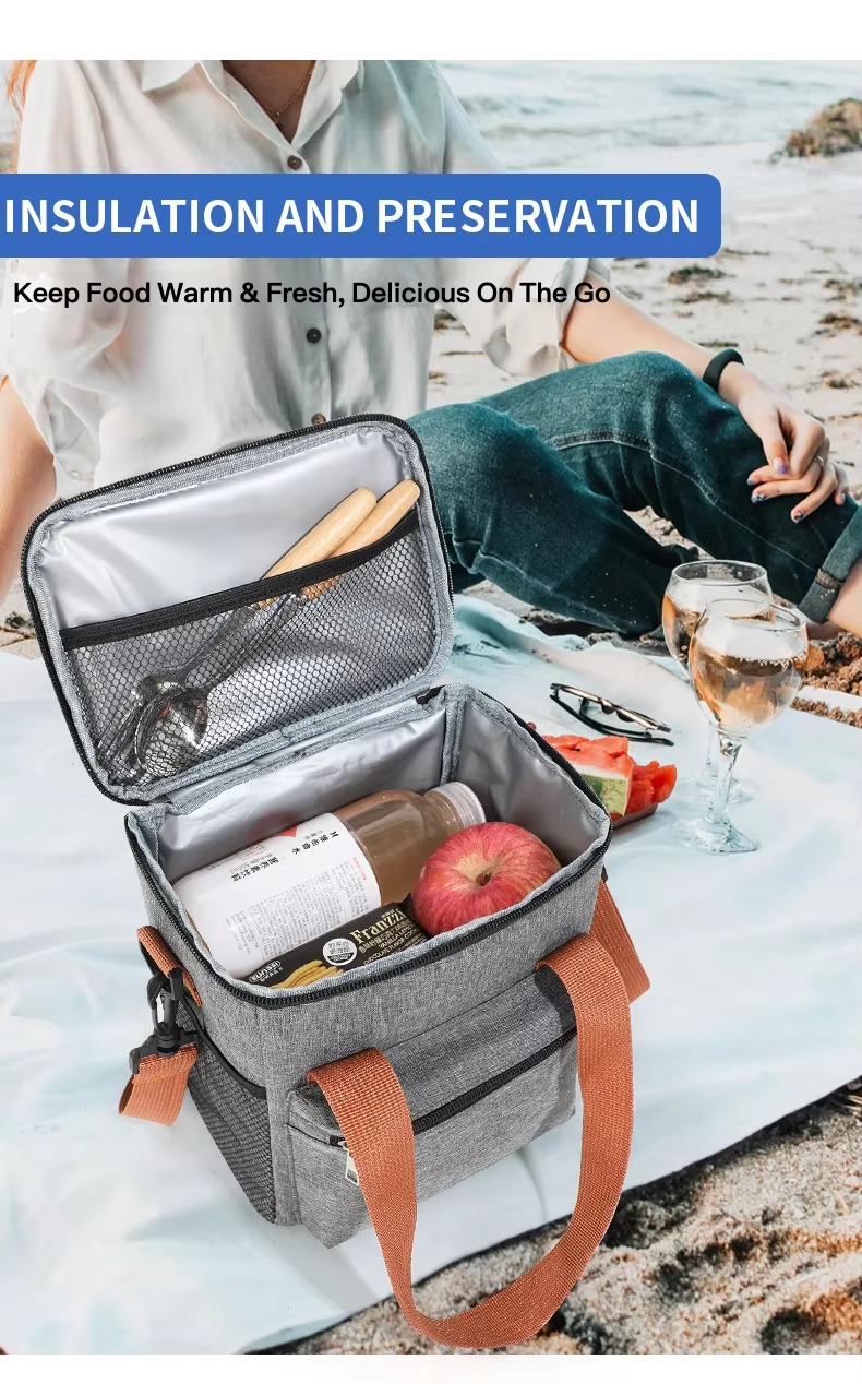 Square Insulated Crossbody Cooler Bag with Mesh Pocket product detail