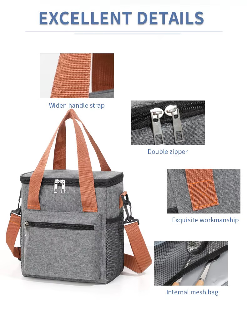 Square Insulated Crossbody Cooler Bag with Mesh Pocket product detail
