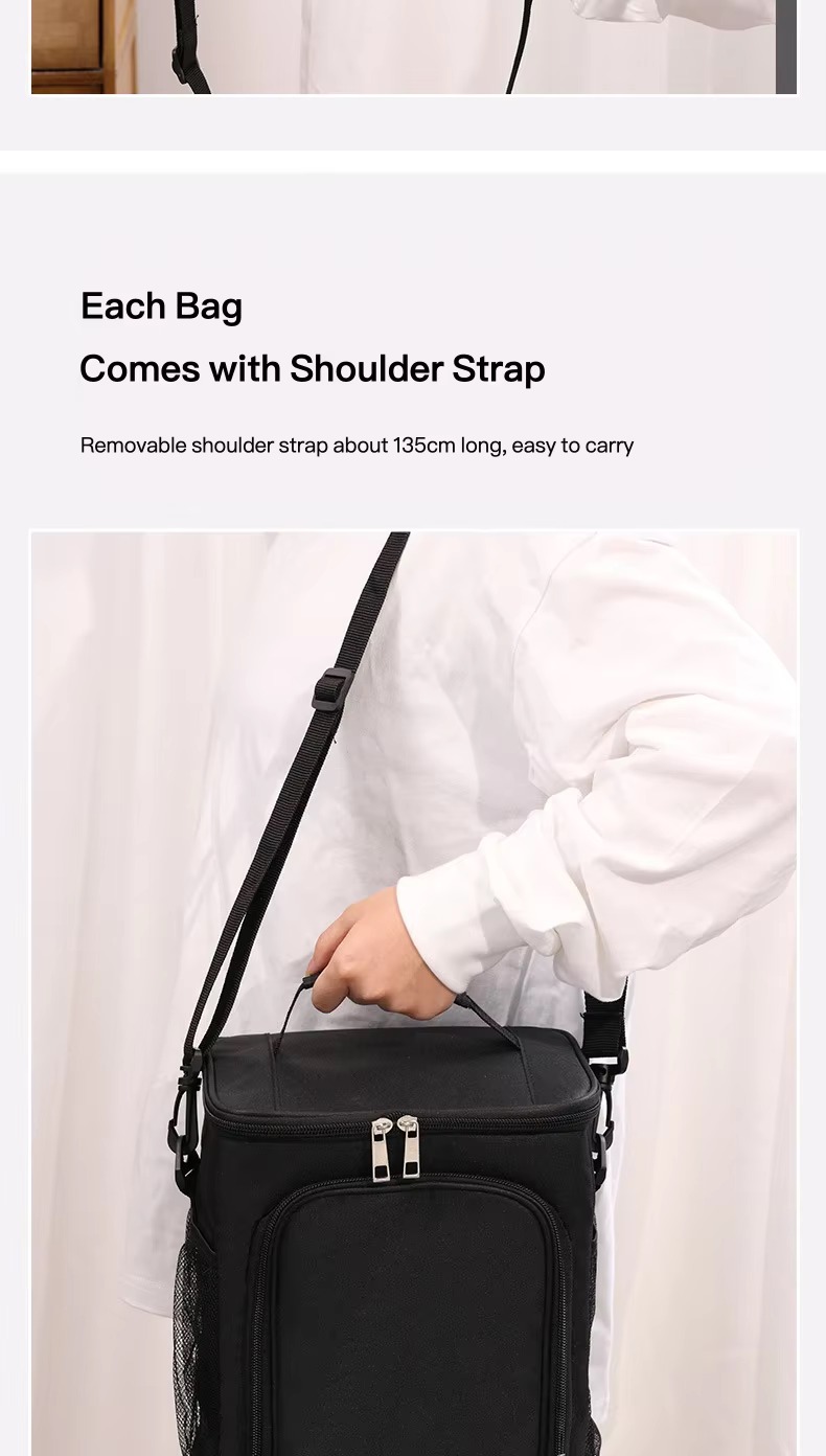 bag dimensions 21.5 by 16.5 by 24.5cm measurement diagram on navy blue bag
