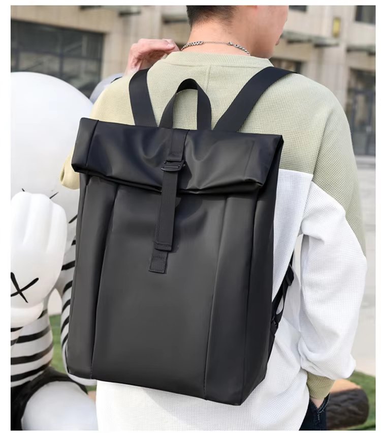 Water-Resistant Large Capacity Modern Business Travel Oxford Roll Top Backpack product detail