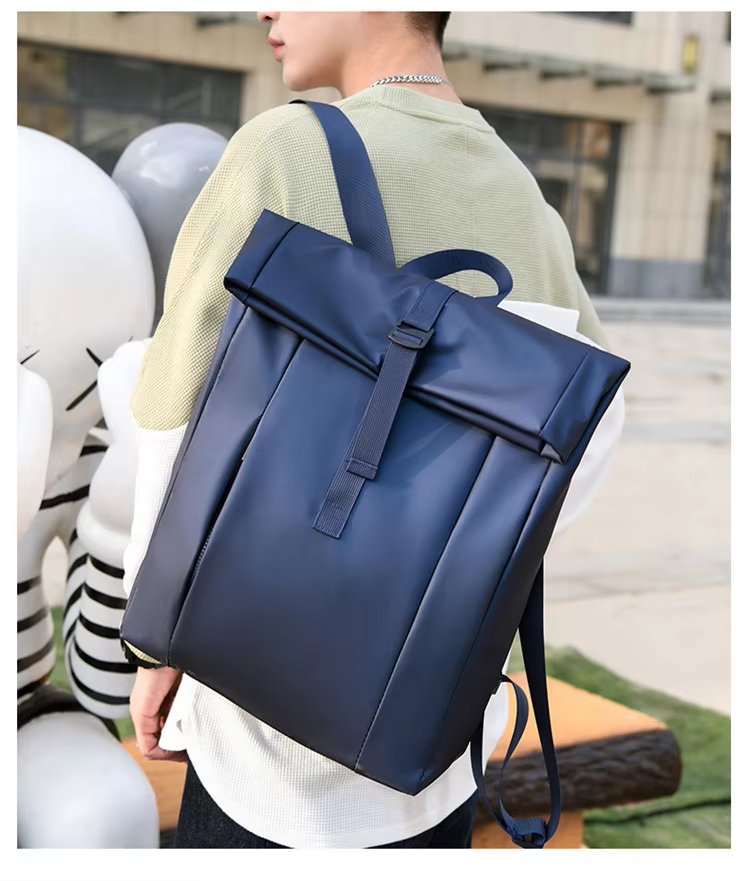 Water-Resistant Large Capacity Modern Business Travel Oxford Roll Top Backpack product detail