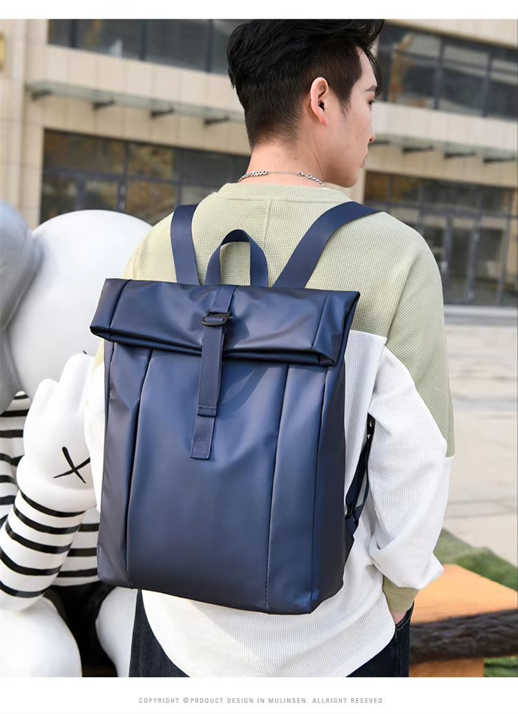 Water-Resistant Large Capacity Modern Business Travel Oxford Roll Top Backpack product detail