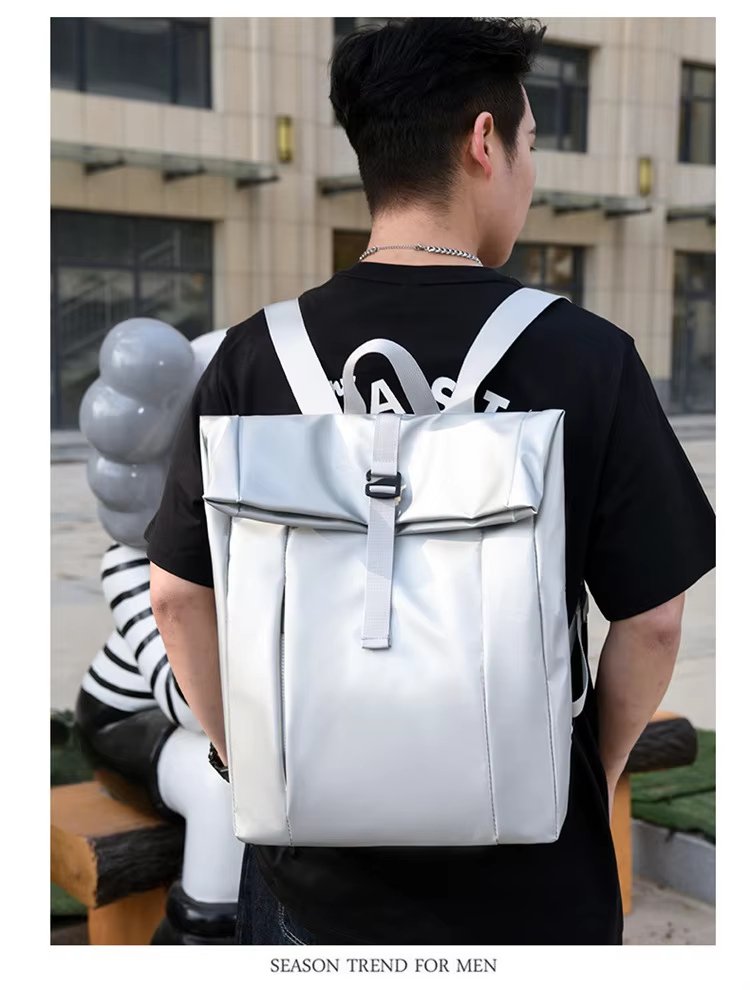 Water-Resistant Large Capacity Modern Business Travel Oxford Roll Top Backpack product detail