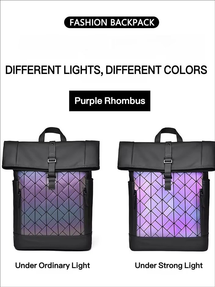 Custom Large Capacity Waterproof PU Roll Top Laptop Backpack Schoolbag Lightweight Outdoor Travel Casual Daypack detail image