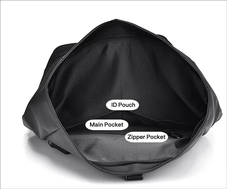 Custom Large Capacity Waterproof PU Roll Top Laptop Backpack Schoolbag Lightweight Outdoor Travel Casual Daypack detail image