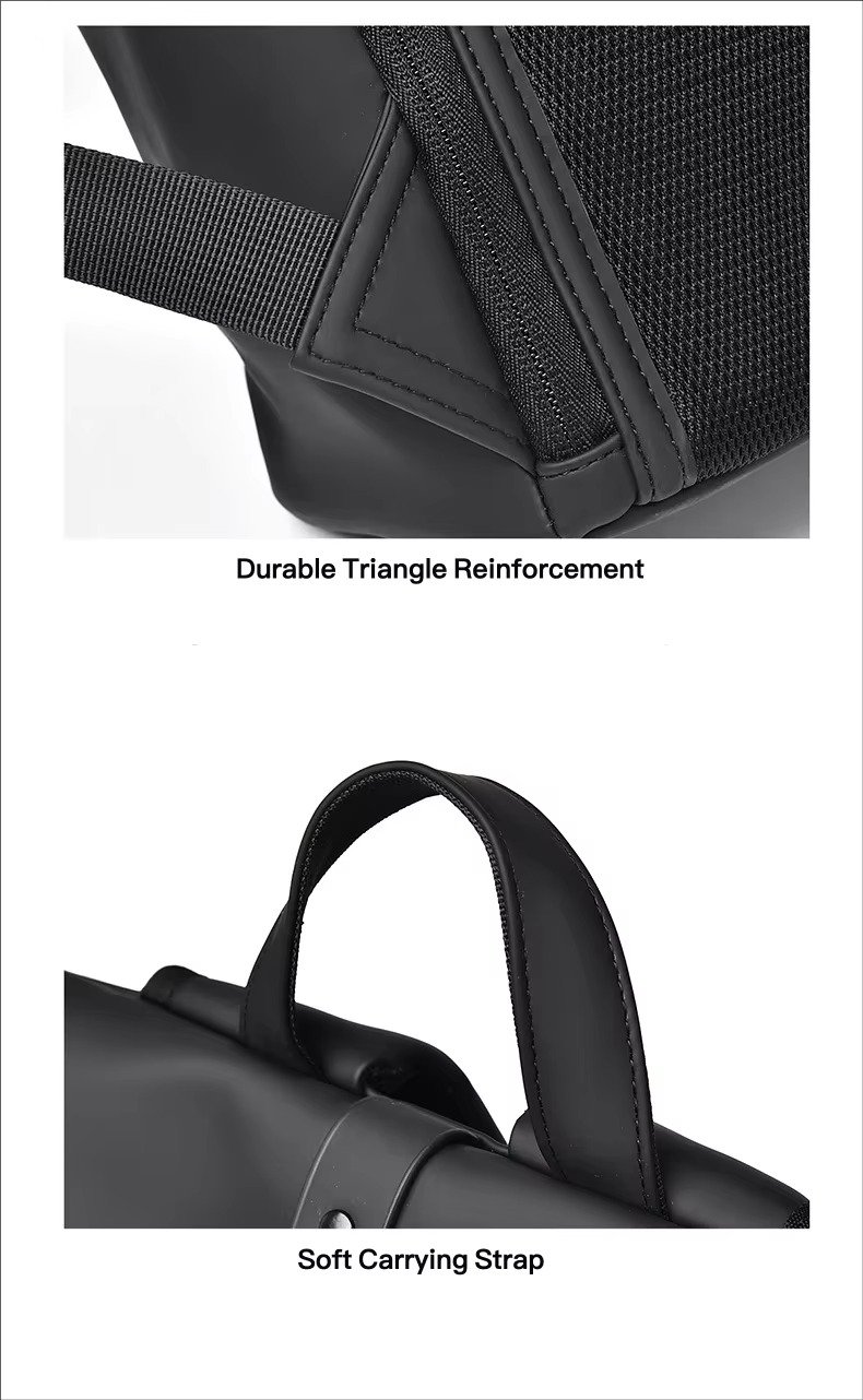 Custom Large Capacity Waterproof PU Roll Top Laptop Backpack Schoolbag Lightweight Outdoor Travel Casual Daypack detail image