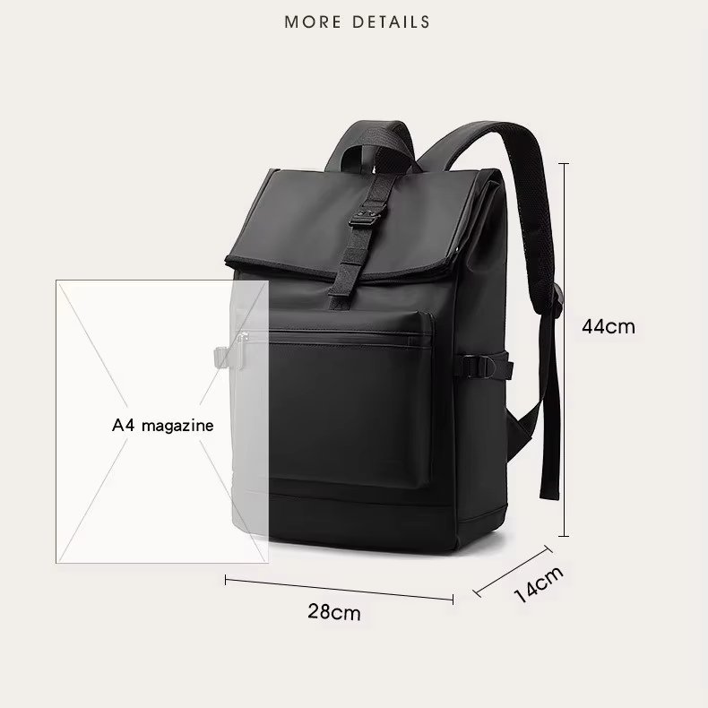 Business Travel School PU Leather Roll Top Backpack product detail