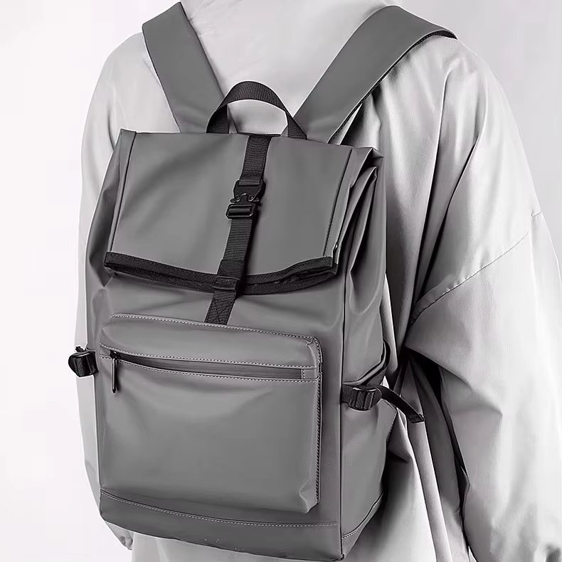 Business Travel School PU Leather Roll Top Backpack product detail