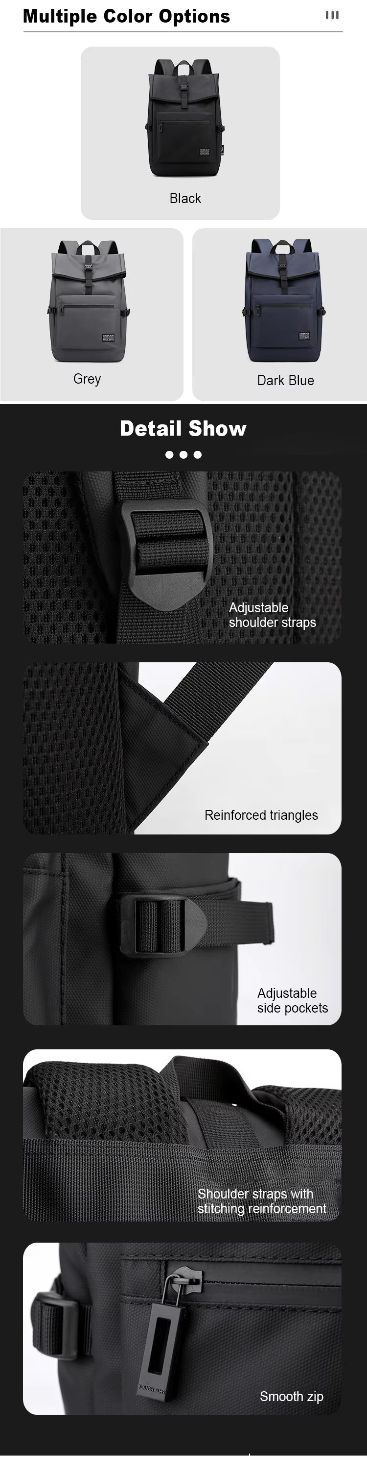Water-Resistant Modern Outdoor Business Travel Nylon Laptop Backpack product detail