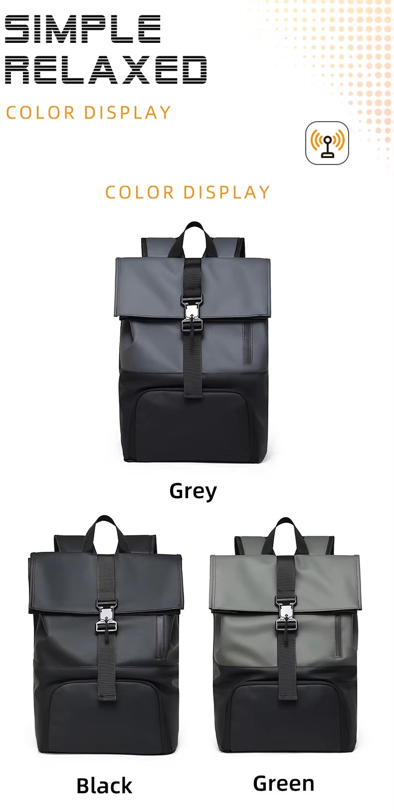 Outdoor Travel Casual PU Leather Roll Top Backpack product detail