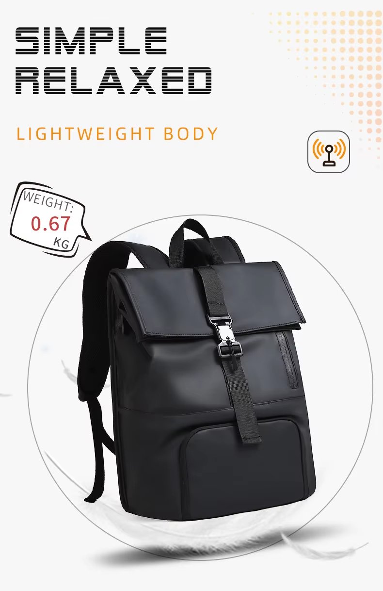 Outdoor Travel Casual PU Leather Roll Top Backpack product detail