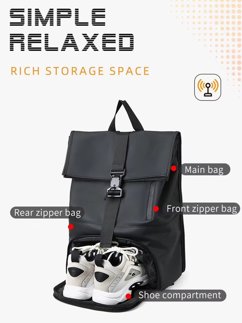 Outdoor Travel Casual PU Leather Roll Top Backpack product detail