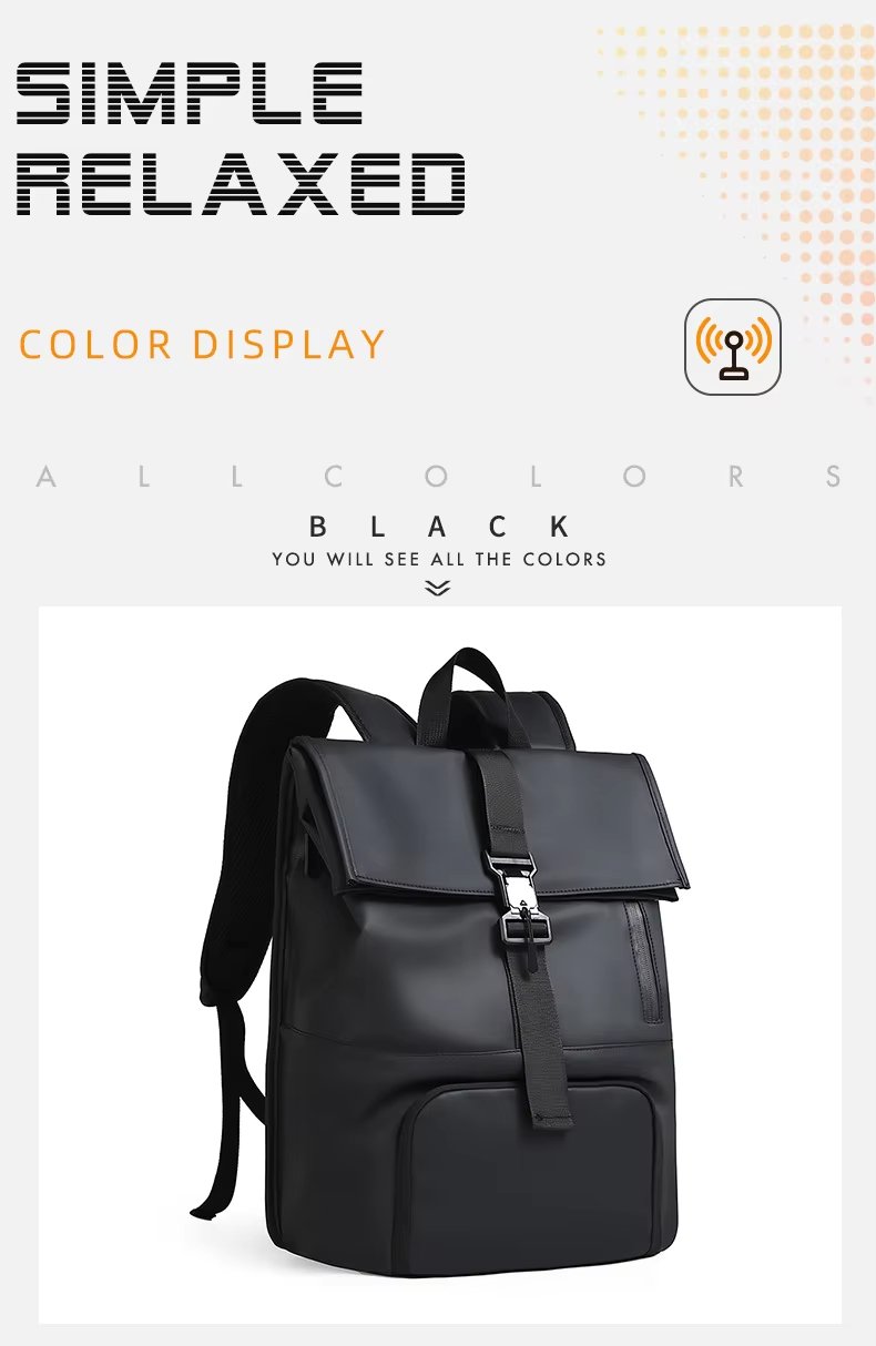 Outdoor Travel Casual PU Leather Roll Top Backpack product detail