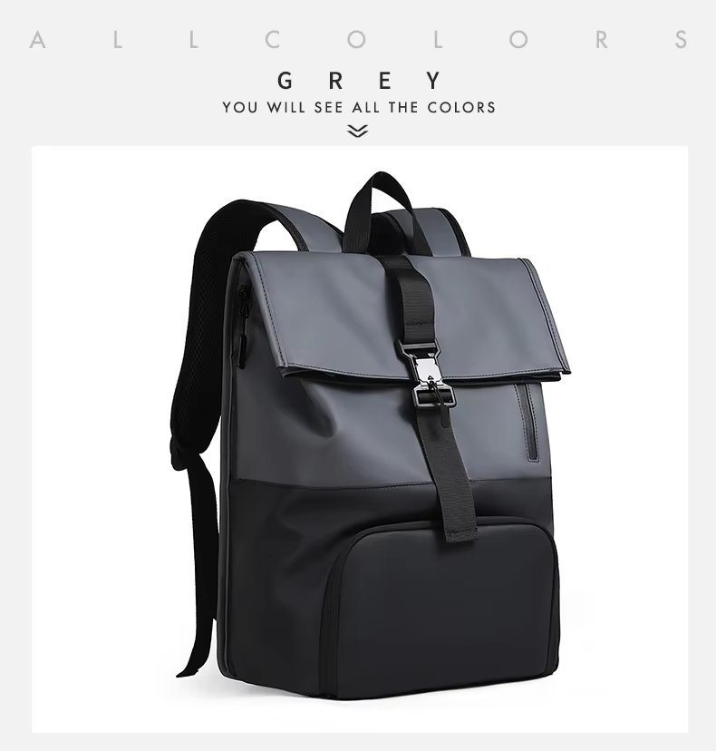 Outdoor Travel Casual PU Leather Roll Top Backpack product detail