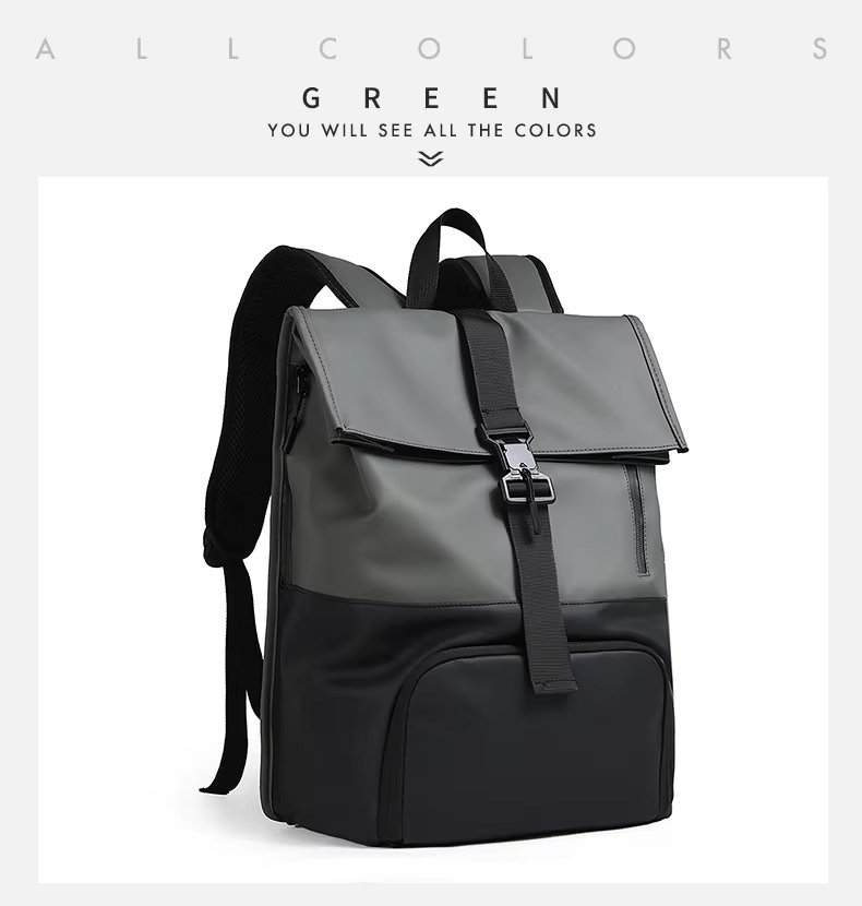 Outdoor Travel Casual PU Leather Roll Top Backpack product detail