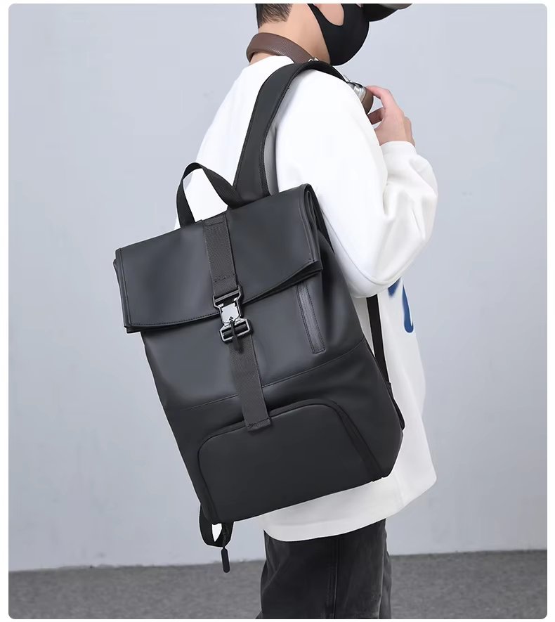 Outdoor Travel Casual PU Leather Roll Top Backpack product detail