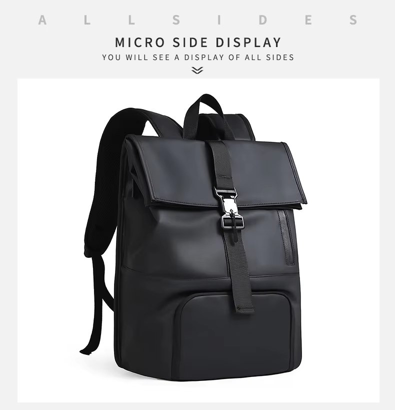 Outdoor Travel Casual PU Leather Roll Top Backpack product detail