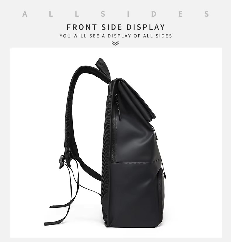 Outdoor Travel Casual PU Leather Roll Top Backpack product detail