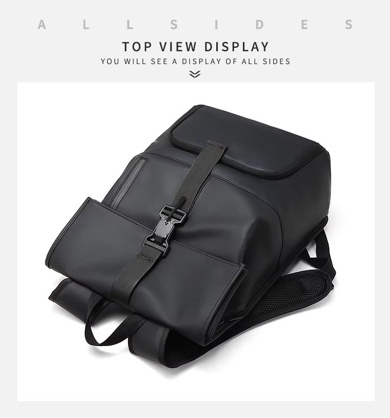 Outdoor Travel Casual PU Leather Roll Top Backpack product detail