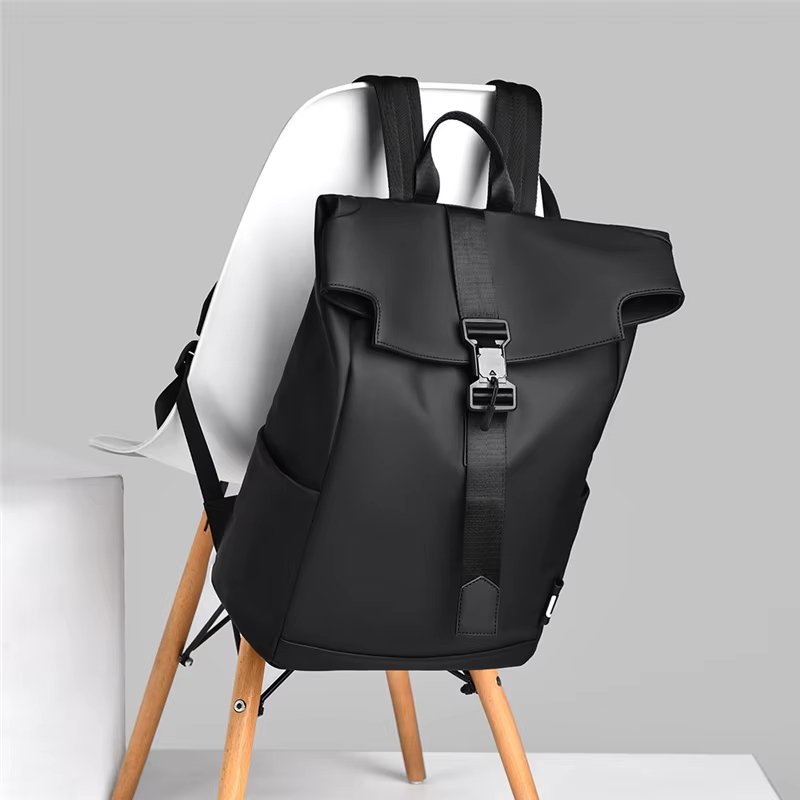 Anti-Theft Water-Resistant Business Travel School PU Leather Roll Top Backpack product detail