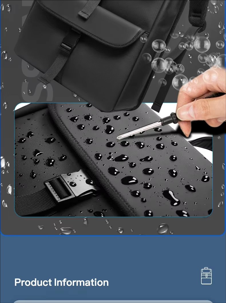 Water-Resistant Large Capacity USB Modern Business PU Leather Roll Top Backpack product detail