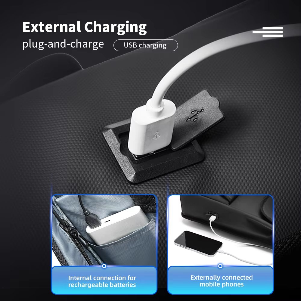 Water-Resistant Large Capacity USB Modern Business PU Leather Roll Top Backpack product detail