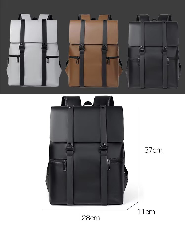 Water-Resistant Large Capacity Lightweight Modern Business PU Leather Laptop Backpack product detail