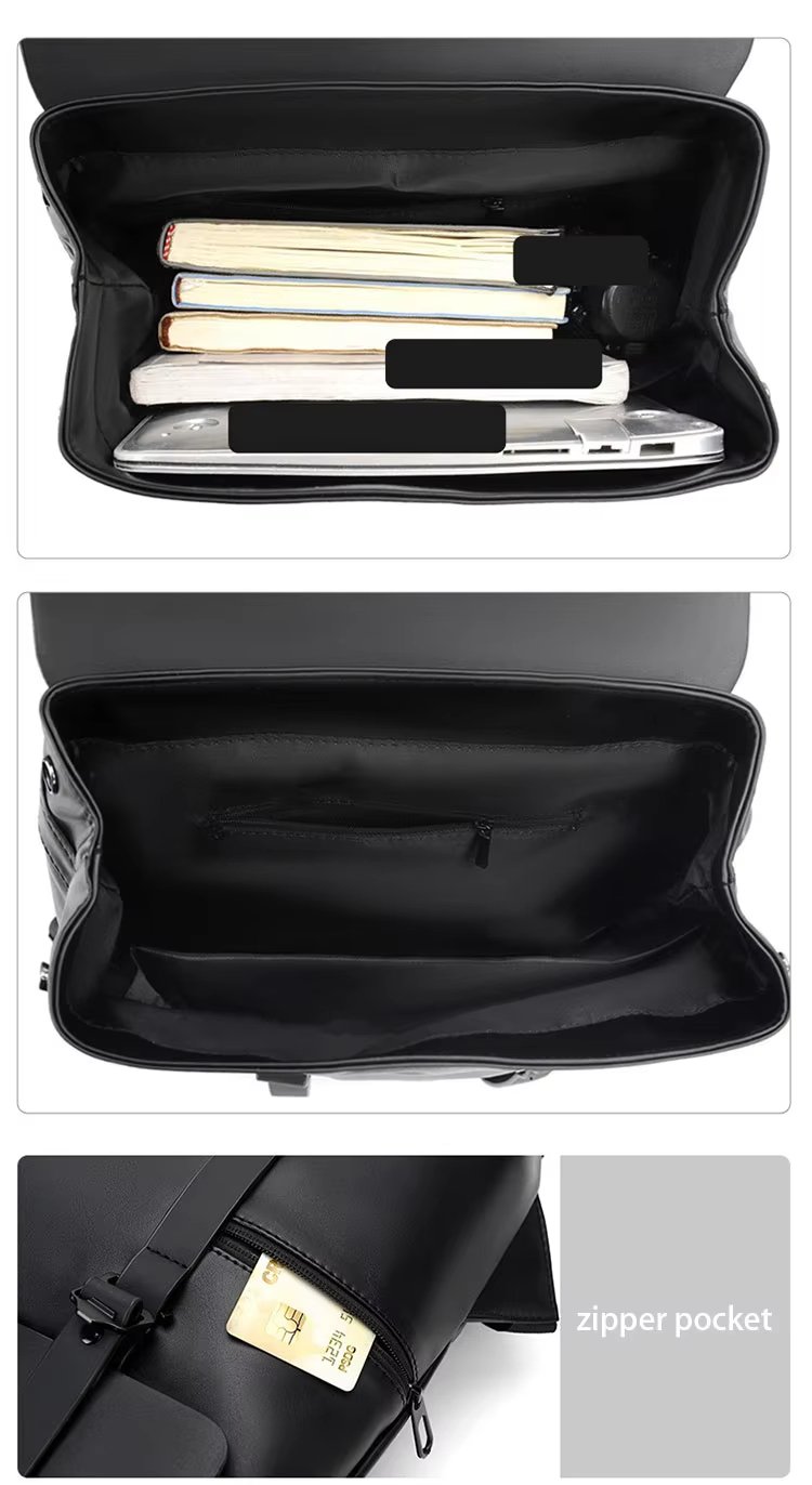 Water-Resistant Large Capacity Lightweight Modern Business PU Leather Laptop Backpack product detail