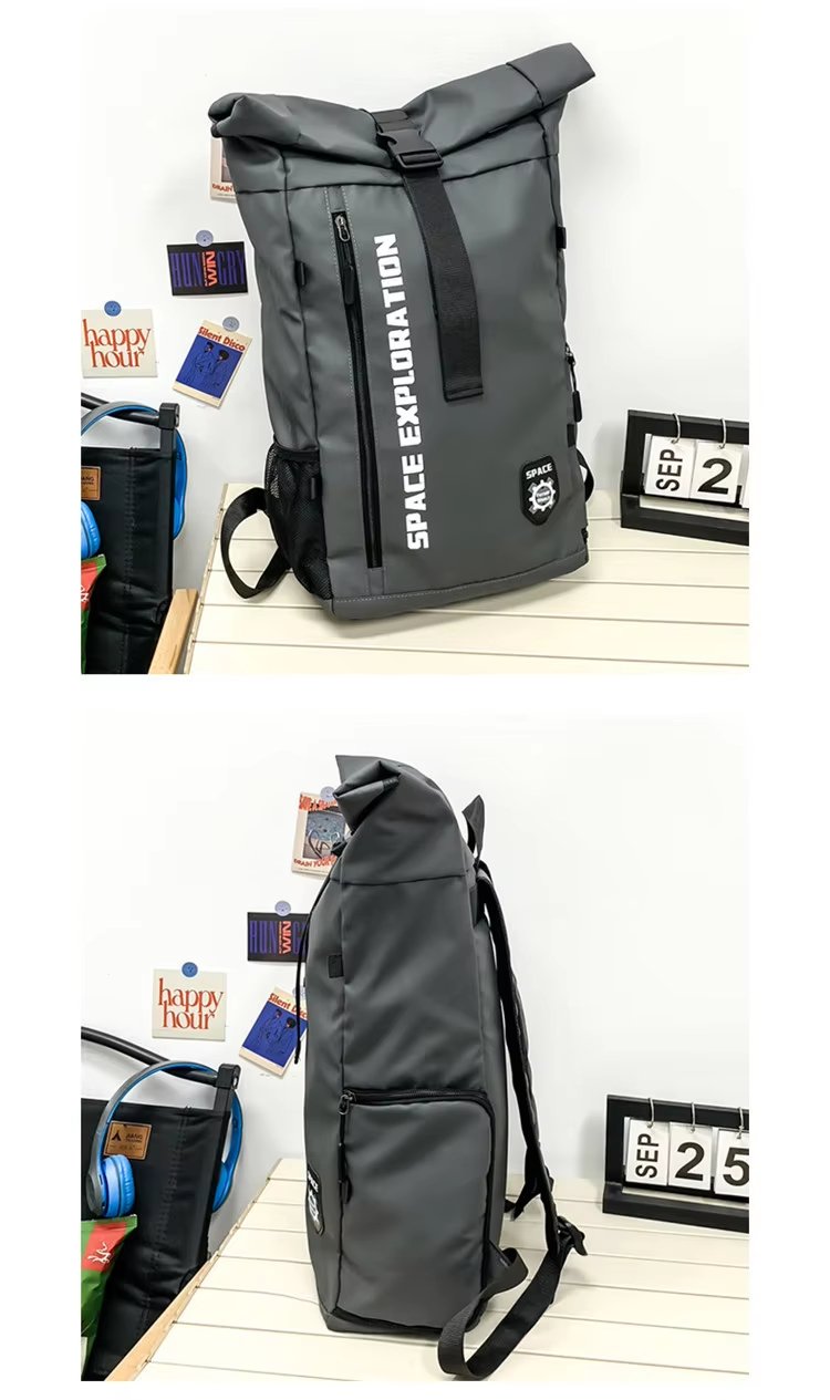 Anti-Theft Large Capacity Outdoor Travel School Oxford Roll Top Backpack product detail