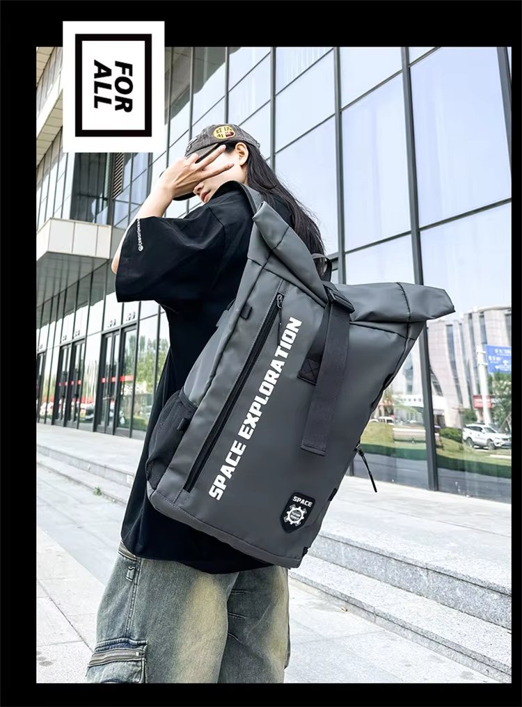 Anti-Theft Large Capacity Outdoor Travel School Oxford Roll Top Backpack product detail