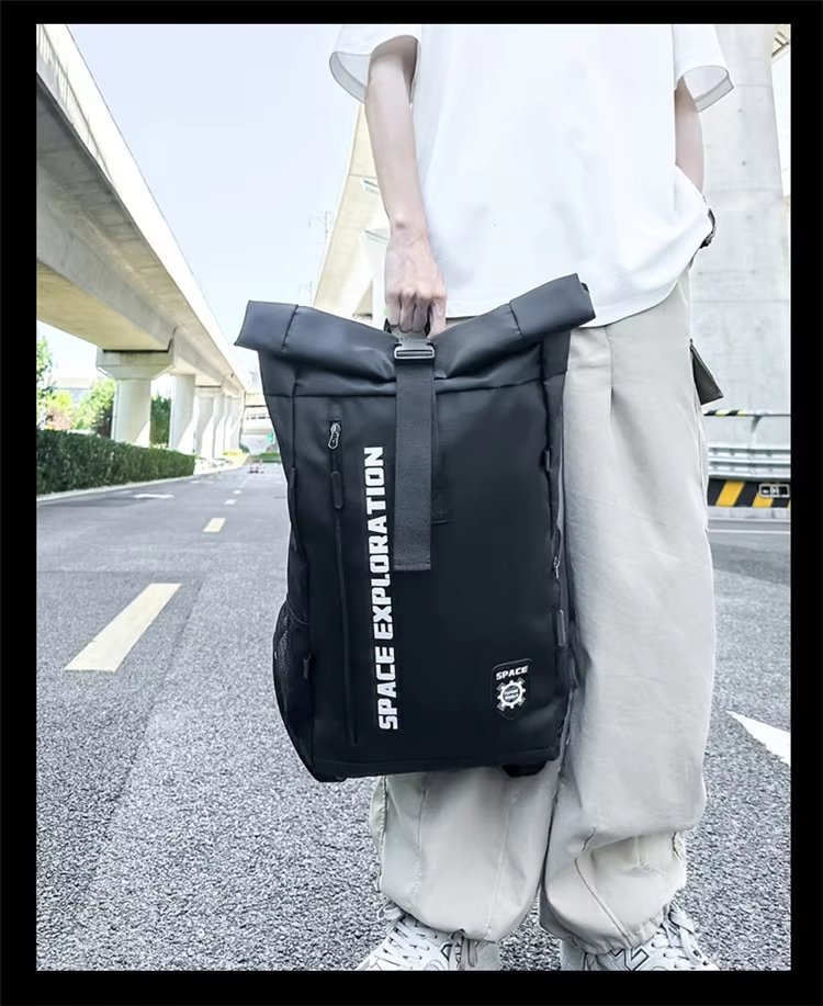 Anti-Theft Large Capacity Outdoor Travel School Oxford Roll Top Backpack product detail