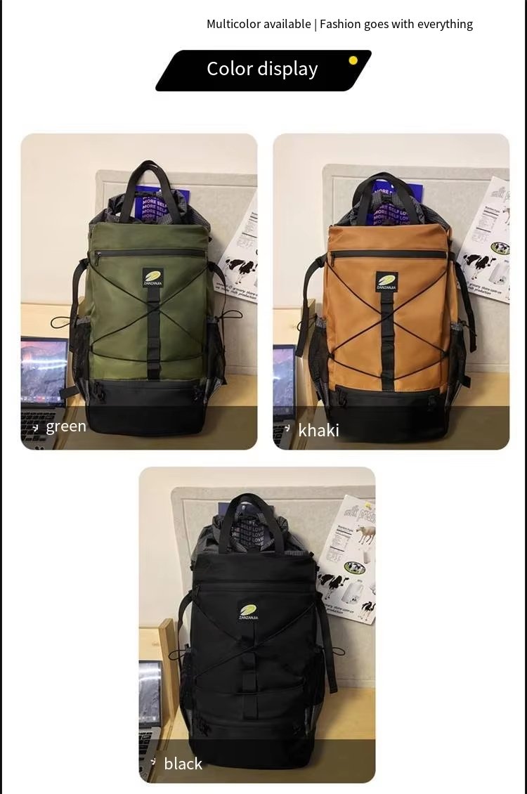 Water-Resistant Large Capacity Lightweight Outdoor Travel Nylon Roll Top Backpack product detail