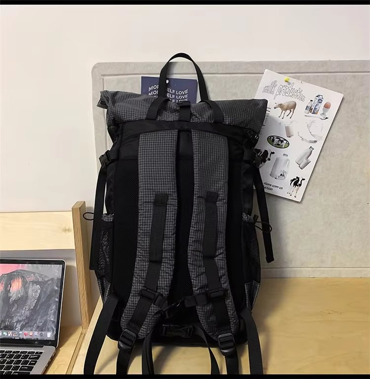 Water-Resistant Large Capacity Lightweight Outdoor Travel Nylon Roll Top Backpack product detail