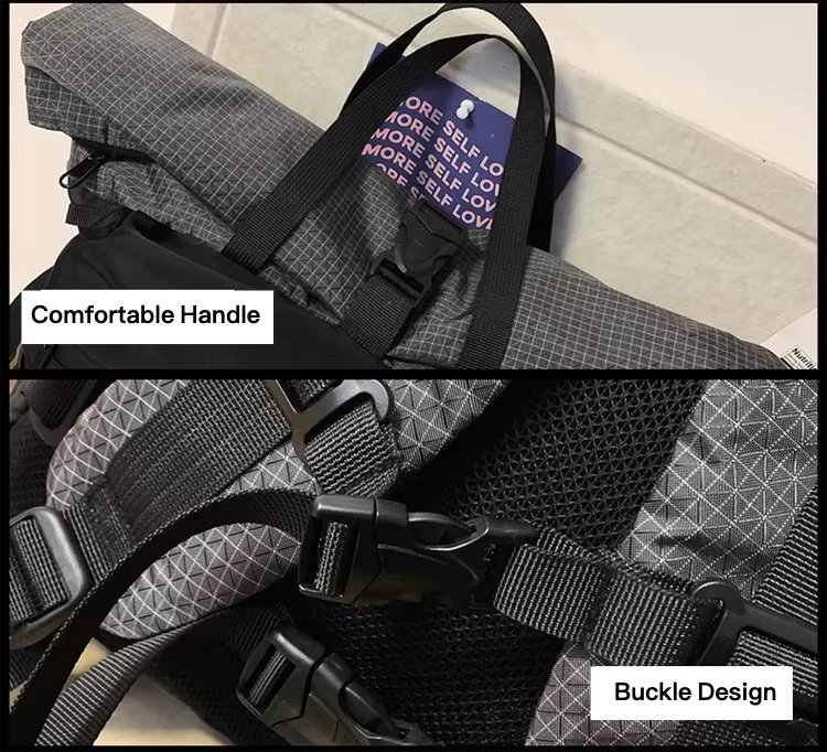Water-Resistant Large Capacity Lightweight Outdoor Travel Nylon Roll Top Backpack product detail