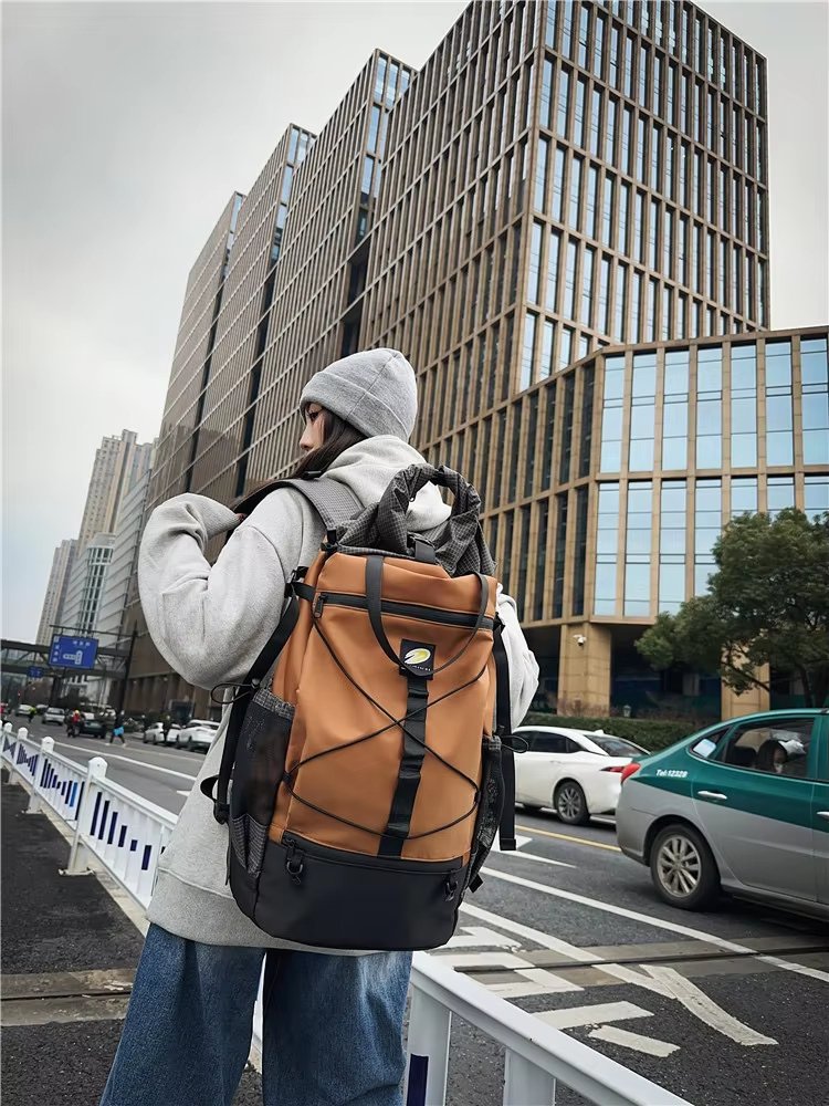 Water-Resistant Large Capacity Lightweight Outdoor Travel Nylon Roll Top Backpack product detail